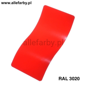 RAL 3020 Farba Proszkowa Poliestrowa Kolor Czerwony Gładki Połysk  PE58AT3020189GLX Minimum 1 kg