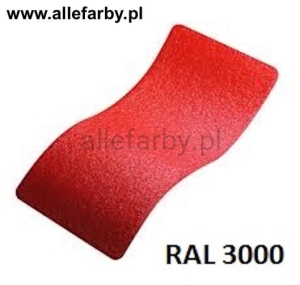 RAL 3000 Farba Proszkowa Poliestrowa Kolor Czerwony Ognisty Gruba Struktura P/T3/U/3000/B-139 Minimum 1 kg
