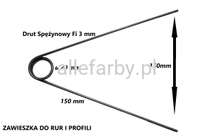 Zawieszka Lakiernicza do Rur i Profili z Drutu Sprężynowego Fi 3 mm, Ramiona L= 150 mm