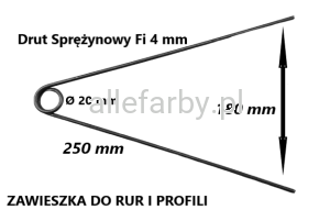 Zawieszka Lakiernicza do Rur i Profili z Drutu Sprężynowego Fi 4 mm, Ramiona L= 250 mm