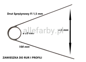 Zawieszka Lakiernicza do Rur i Profili z Drutu Sprężynowego Fi 1,5 mm, Ramiona L= 100 mm